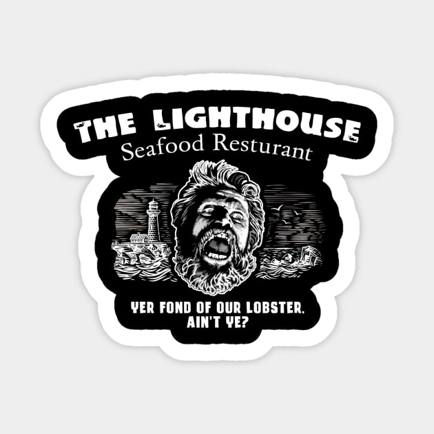 Lighthouse Resturant  (Black Print) Sticker by Miskatonic Designs